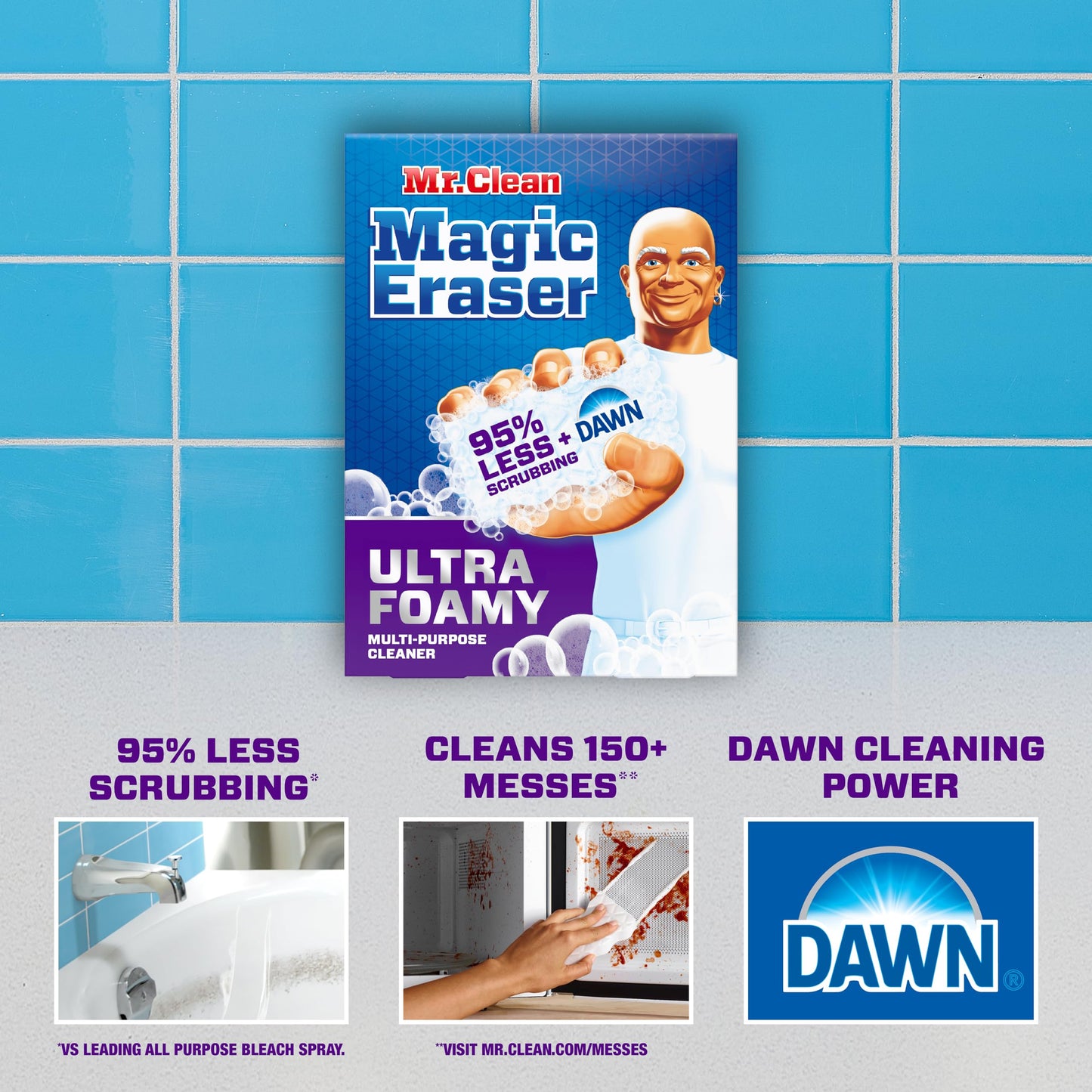 Mr. Clean Magic Eraser Ultra Foamy Multi Purpose Cleaner, Foaming Magic Eraser Sponge Multi Surface Cleaner, 1ct