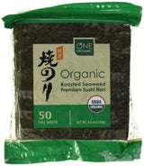ONE ORGANIC Sushi Nori Premium Roasted Organic Seaweed (50 Full Sheets)