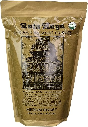 2 pack Ruta Maya Whole Bean Organic Medium Roast Coffee, 2.2 Pounds