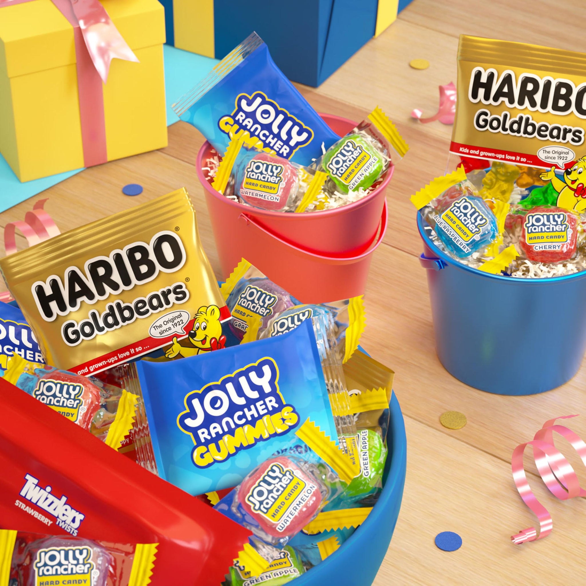 HARIBO, JOLLY RANCHER and TWIZZLERS Assorted Fruit Flavored Candy Party Pack, 31.4 oz