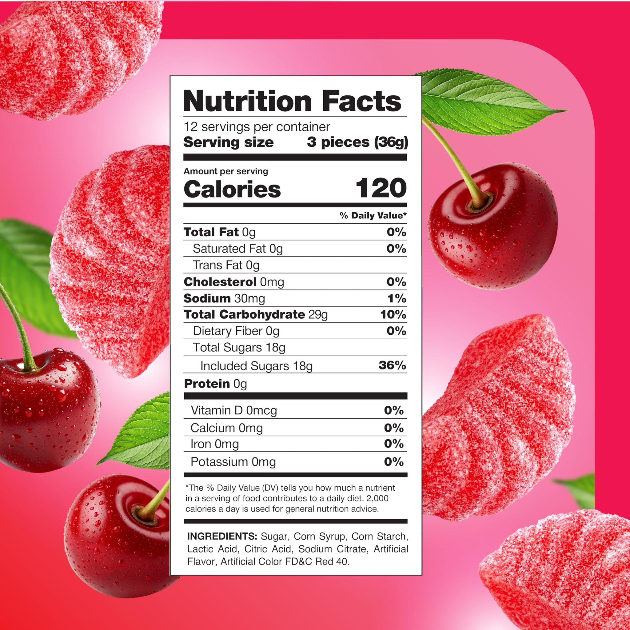 Cherry Slices Candy - 1 Pound Pack - Chewy Candy for Office Bowls & Holiday Buffets - Gelatin Free Jelly Candies for Snacking & Gifts - Nostalgic