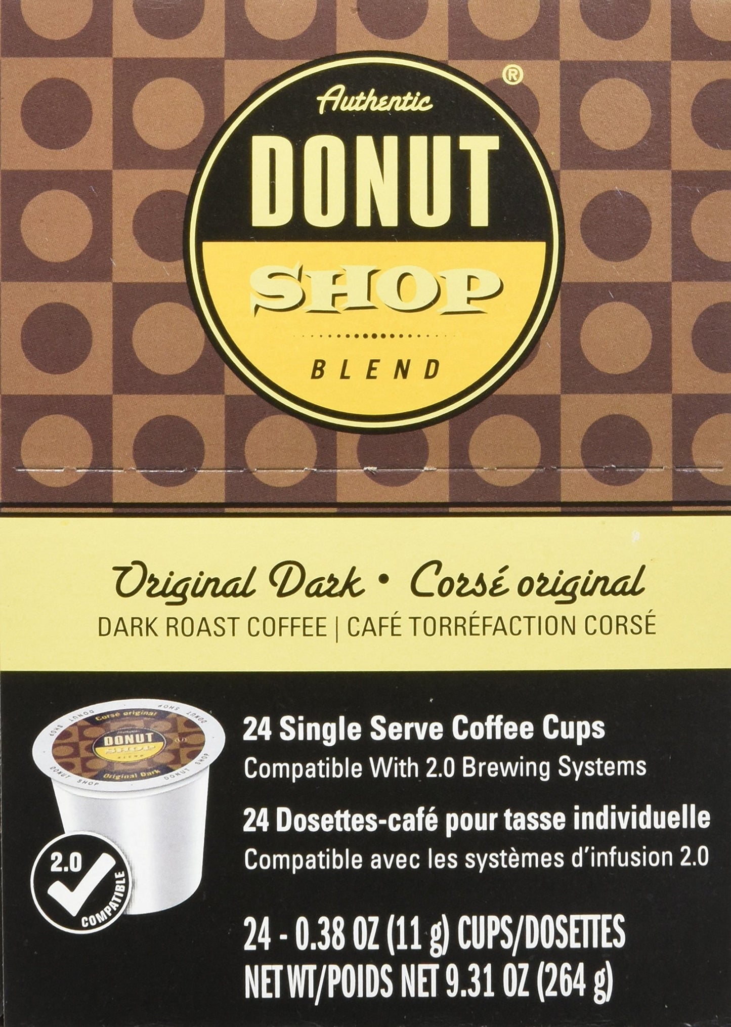 Authentic Donut Shop Blend Original Dark Single-cup Coffee for Keurig K-Cup Brewers, 24 Count