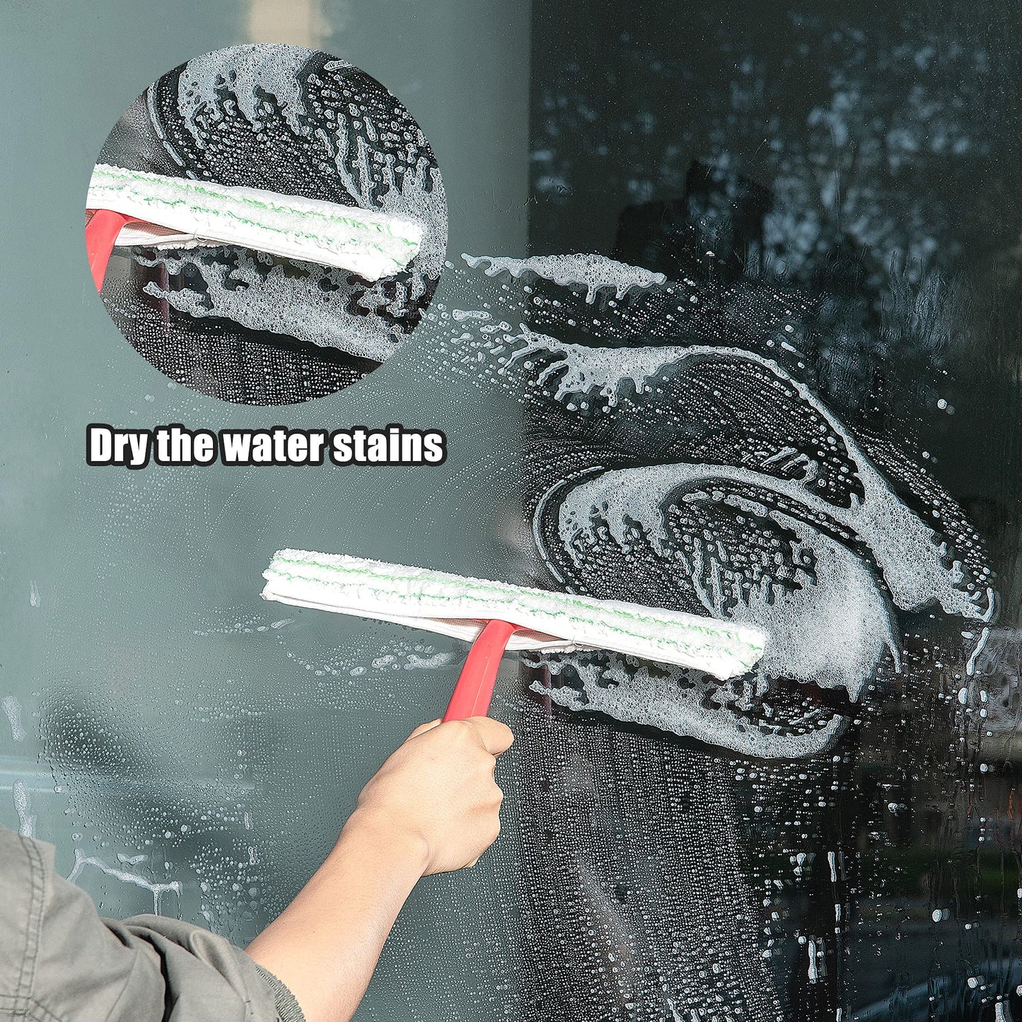 CLEANHOME Window Squeegee Outdoor Window Cleaner Cleaning Tools with 54 in Telescopic Aluminum Long Handle for Shower Doors, Bathroom, Windows