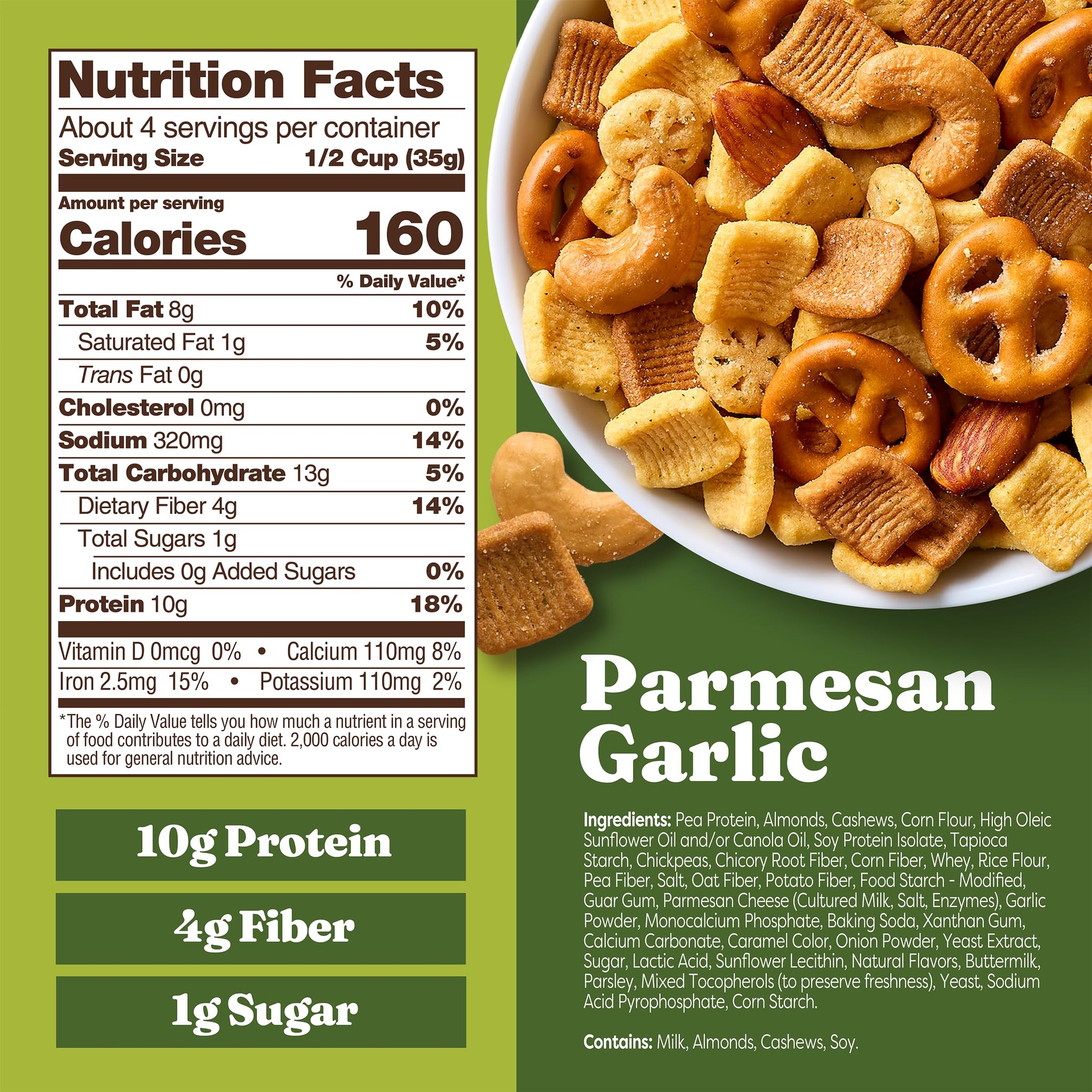 Catalina Crunch Protein Snack Mix - 10g Protein, 1g Sugar per Serving - Good Source of Fiber, Gluten Free - Parmesan Garlic, 5.25 Ounce Bag (Pack