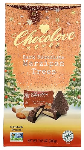 Chocolove Dark Chocolate Marzipan Tree Shaped Bites, 7.05 OZ