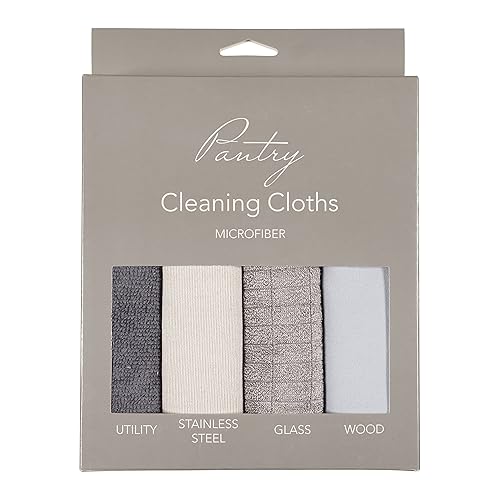 KAF Home Pantry Multipurpose Microfiber Textured Cleaning Cloth 4-Pack, 15 x 18-Inch, (1 Utility, 1 Stainless Steel, 1 Glass, 1 Wood)