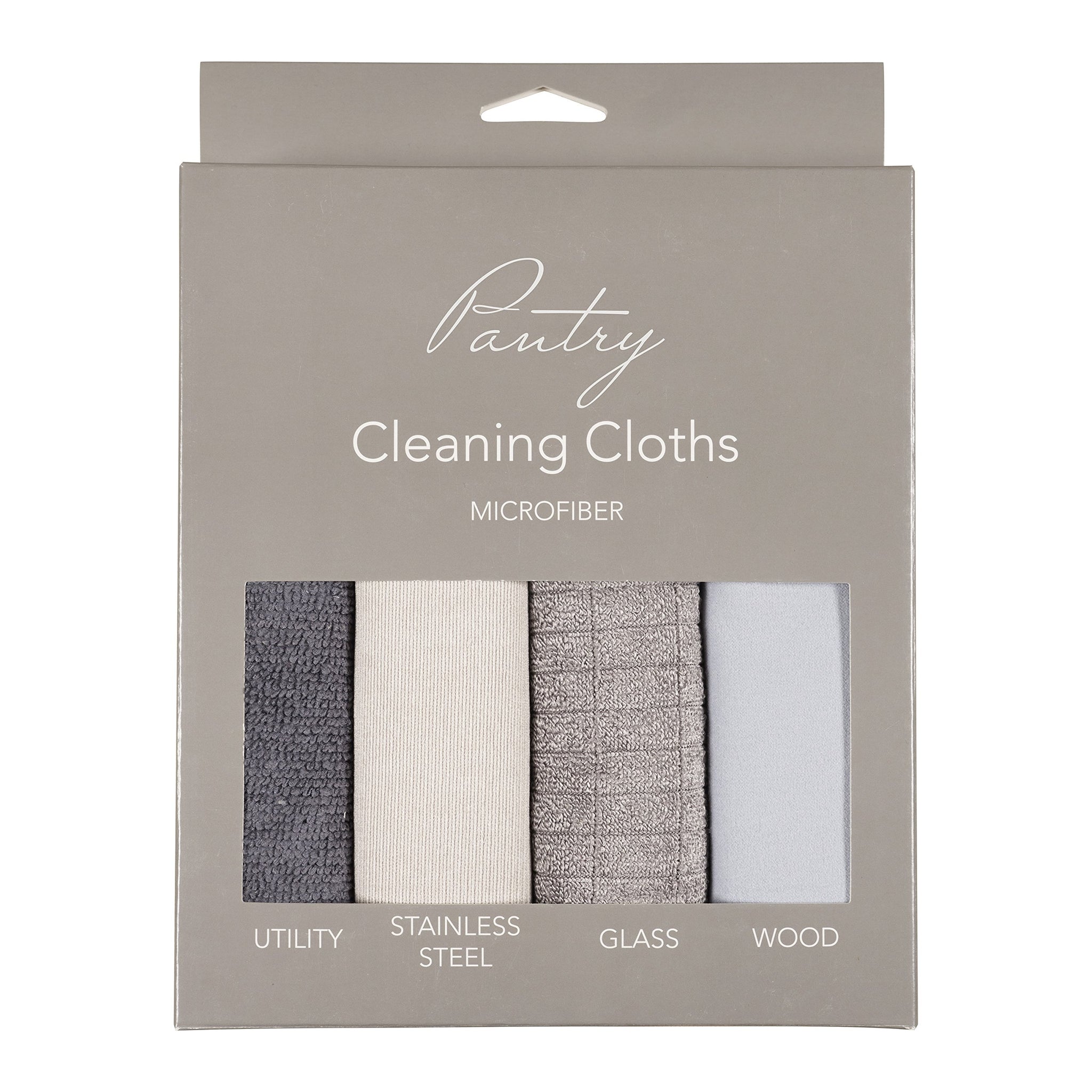 KAF Home Pantry Multipurpose Microfiber Textured Cleaning Cloth 4-Pack, 15 x 18-Inch, (1 Utility, 1 Stainless Steel, 1 Glass, 1 Wood)