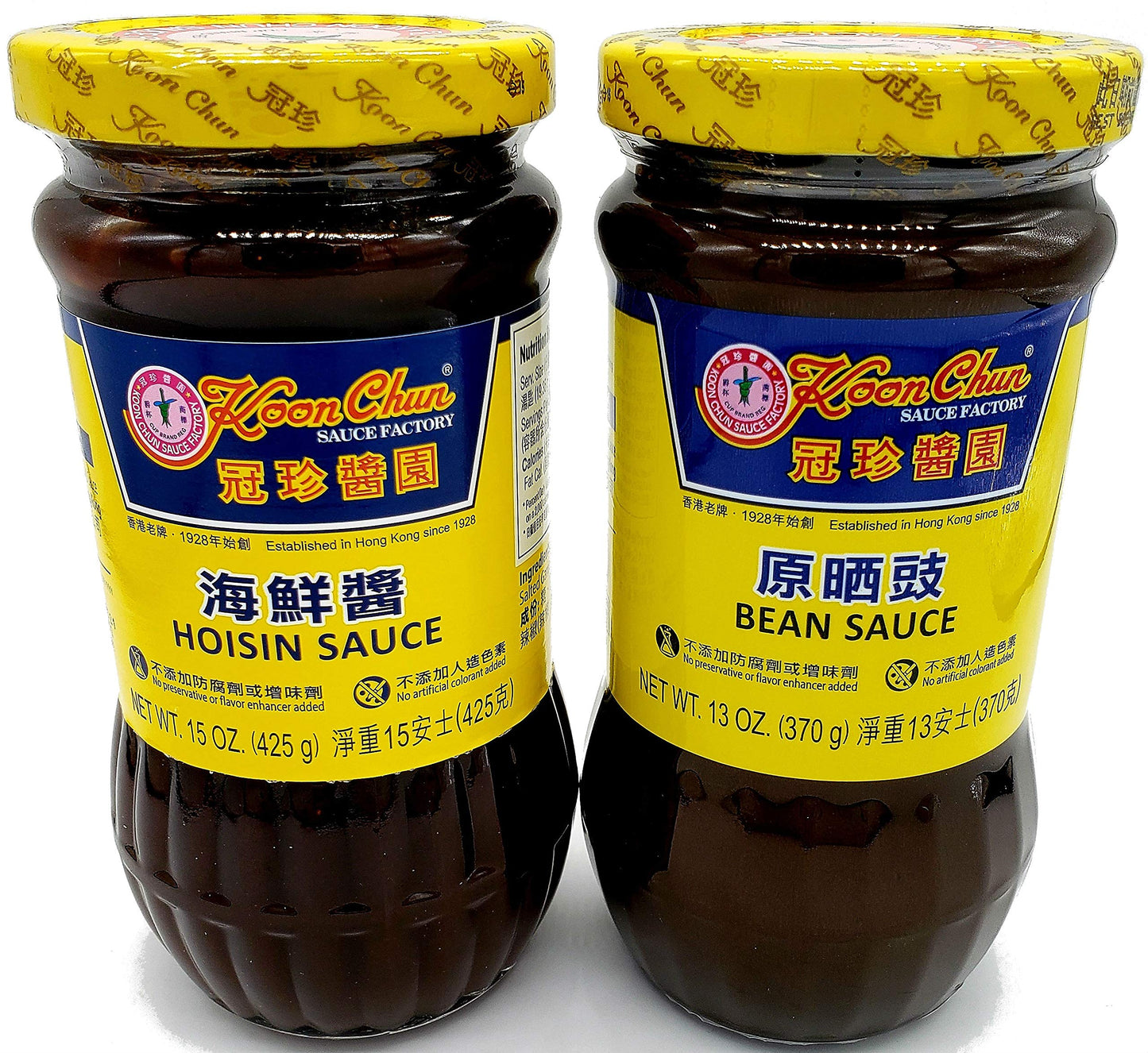 Koon Chun Bean Sauce & Hoisin Sauce Combination Pack, 1 Jar of each.