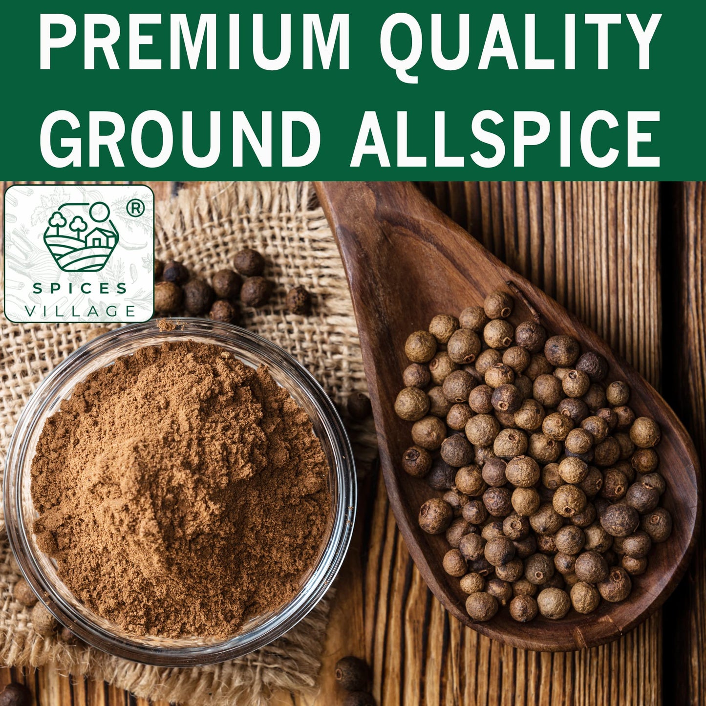 SPICES VILLAGE Ground Allspice (8 oz) - Powdered Fresh Whole Allspice Berries, Ground Jamaican Pimento Seeds, Natural Seasoning for Curries Pastries