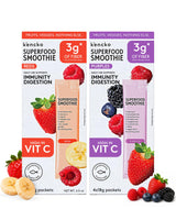 kencko Instant Smoothie Powder Mix Variety Packets, 8 Pack - Reds & Purples - Healthy Freeze-Dried Fruit & Veggie Superfood Powdered Drink Mix