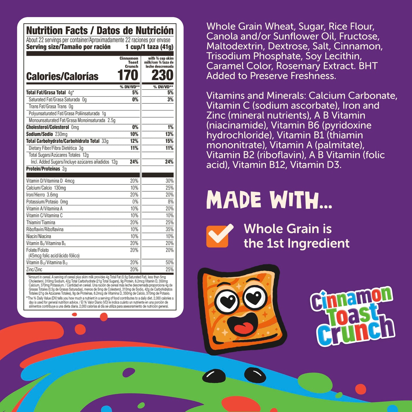 Cinnamon Toast Crunch Breakfast Cereal, Crispy Cinnamon Cereal, Value Bag, 32 oz