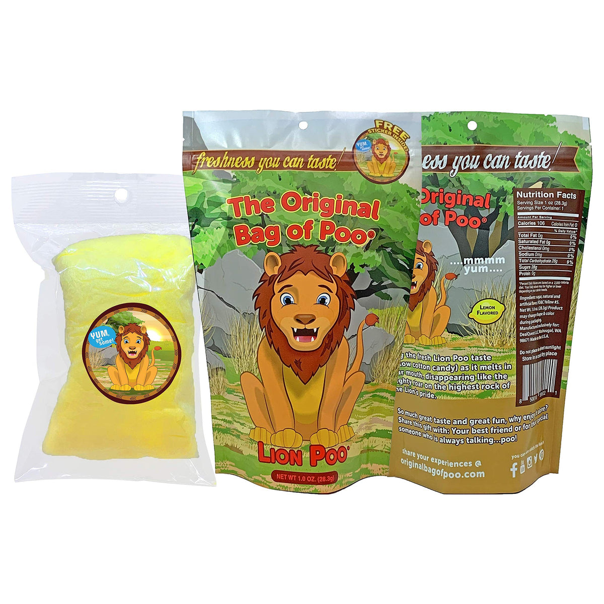 The Original Bag of Poo®, Novelty Poop Cotton Candy Gag Gift (Zoo Variety Pack) Assorted flavors. Free stickers inside.