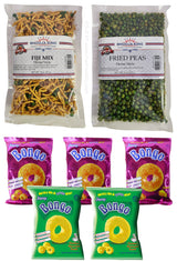FIJI Snack - Mix Bhooja, Fried Peas, Cheese Bongo, Chicken Bongo (Value Pack Of 7) Home Style Made Variety Pack, Finest Tasty Snack!