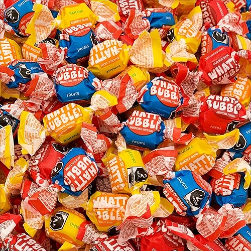 Whatta Bubble Gum Pack | 1 Pound Bag | Individually Wrapped Chewing Gum | Assorted Fruit Bubblegum | Banana, Strawberry & Fruit Mix (Approx. 110