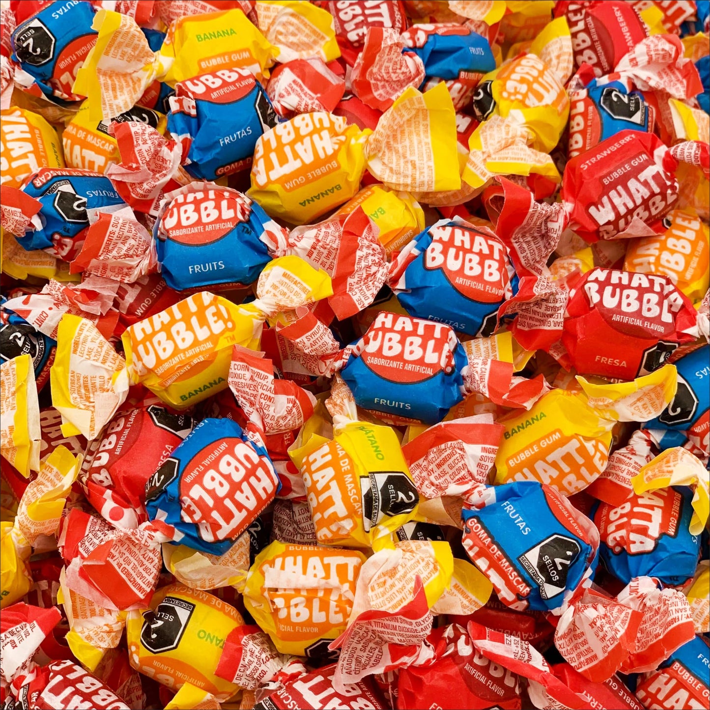 Whatta Bubble Gum Pack | 1 Pound Bag | Individually Wrapped Chewing Gum | Assorted Fruit Bubblegum | Banana, Strawberry & Fruit Mix (Approx. 110