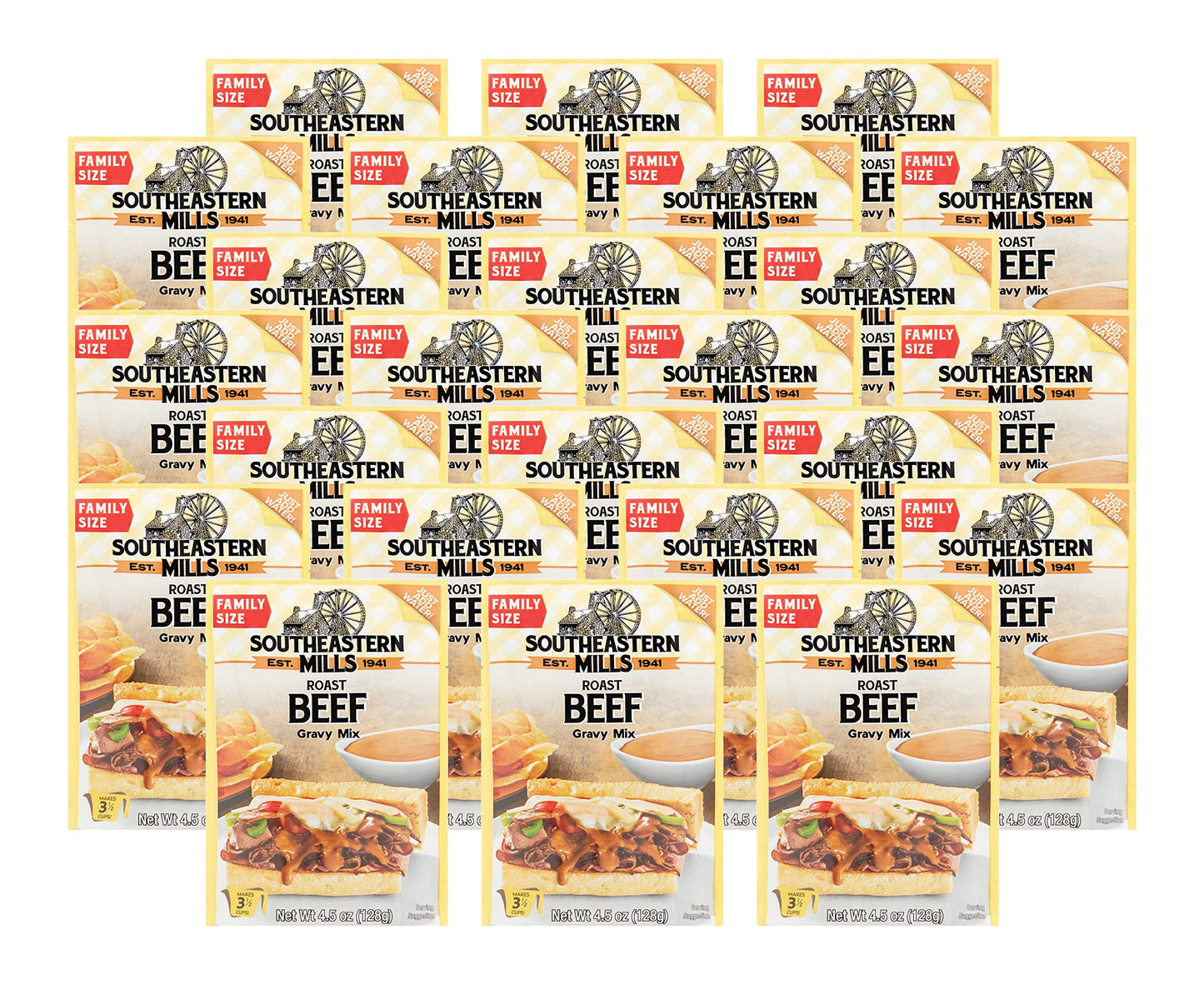 Southeastern Mills Gravy Mix, Roast Beef Gravy Mix, Custom Blend of Spices & Seasonings, Makes 3 ½ Cups of Gravy, Just Add Water, 4.5 OZ Packet (Pack