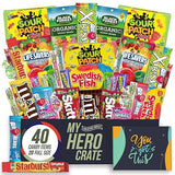 Military Encouragement - Candy Snack Box (40 Full Size Variety Gift Basket Care Package) M&Ms, Starburst, Swedish Fish, Skittles, Chocolate, Gummy