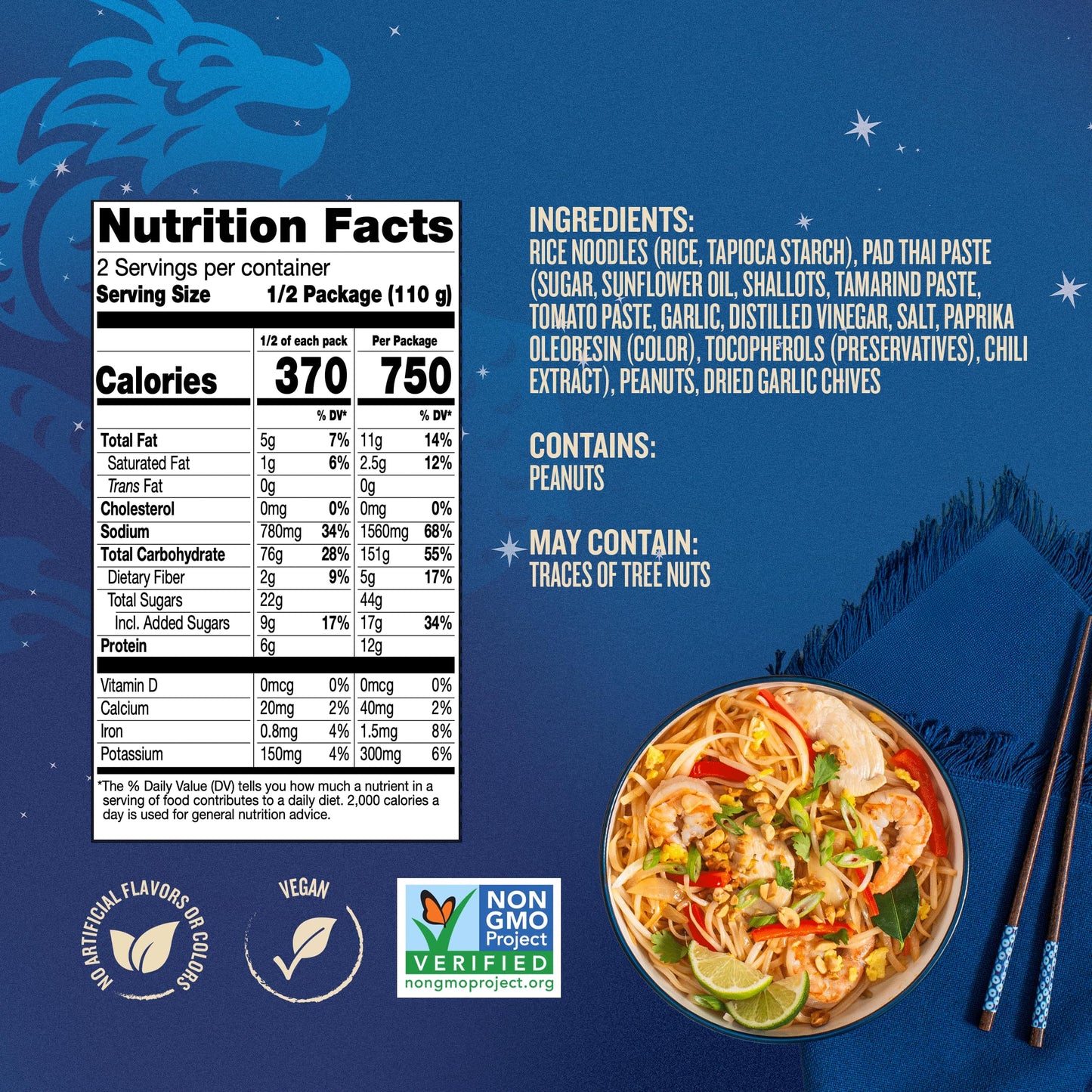 Blue Dragon Pad Thai 3 Step Cooking Sauce & Rice Noodle Kit - 7.7oz (Pack of 2) - Pre-Portioned Sachets of Dried Rice Noodles, Pad Thai Sauce,
