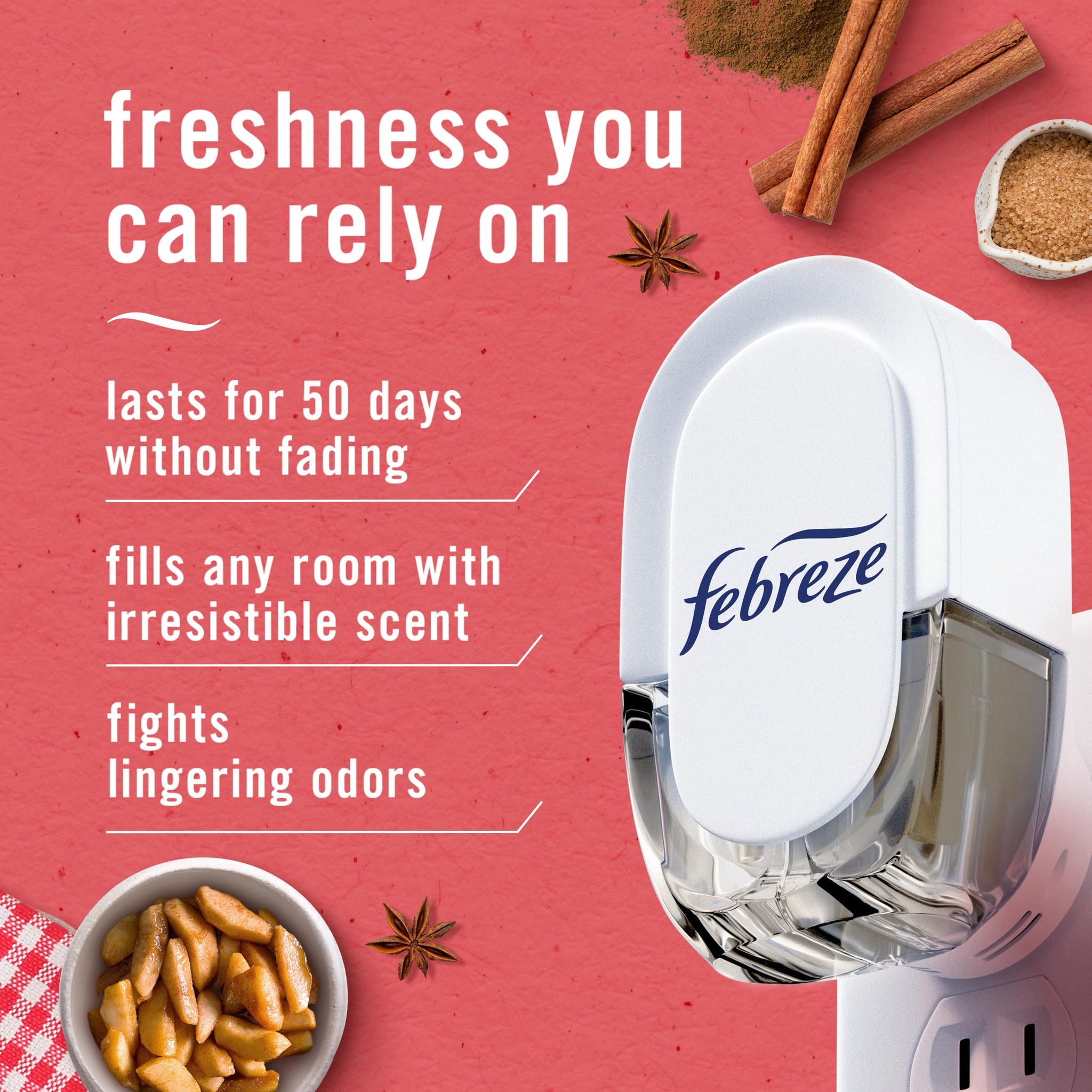 Febreze Plug In Air Freshener, Odor-Fighting Scented Oil Refill, Air Fresheners for Home and Bathroom and Kitchen, Long Lasting for Strong Odors