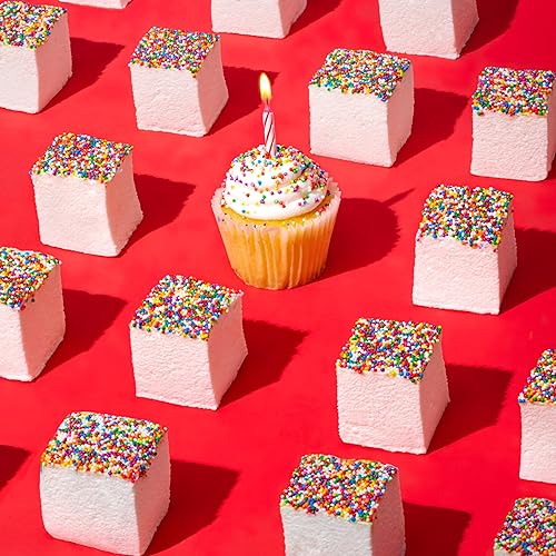 The Marshmallow Shop Birthday Cake Gourmet Marshmallows (6 Count) - Handcrafted Cake Batter Marshmallows with Sprinkles, Artisanal Candy Treat