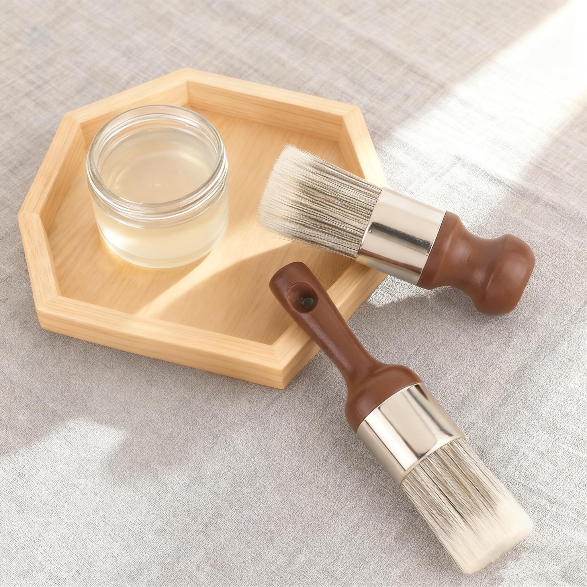 2pcs Salve Brush for Furniture Leather & Wood Care Cleaning Brush, Ergonomic Leather Furniture Cleaning Brush, Wax Brushing Tool with Comfortable