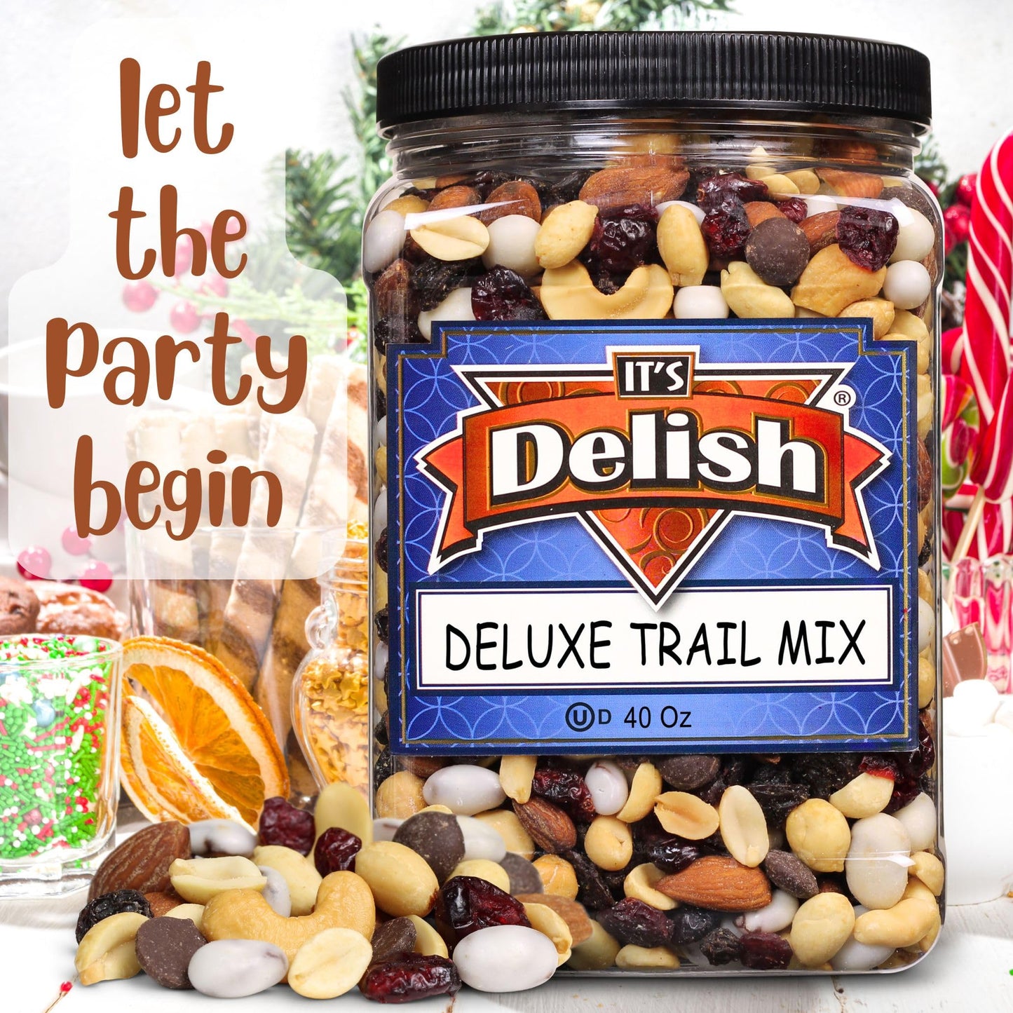 Deluxe Trail Mix with Greek Yogurt, Chocolate, Fruit and Nuts by Its Delish, 2.5 lbs Jumbo Container | Healthy Mix of Yogurt Coated Raisins & Dark