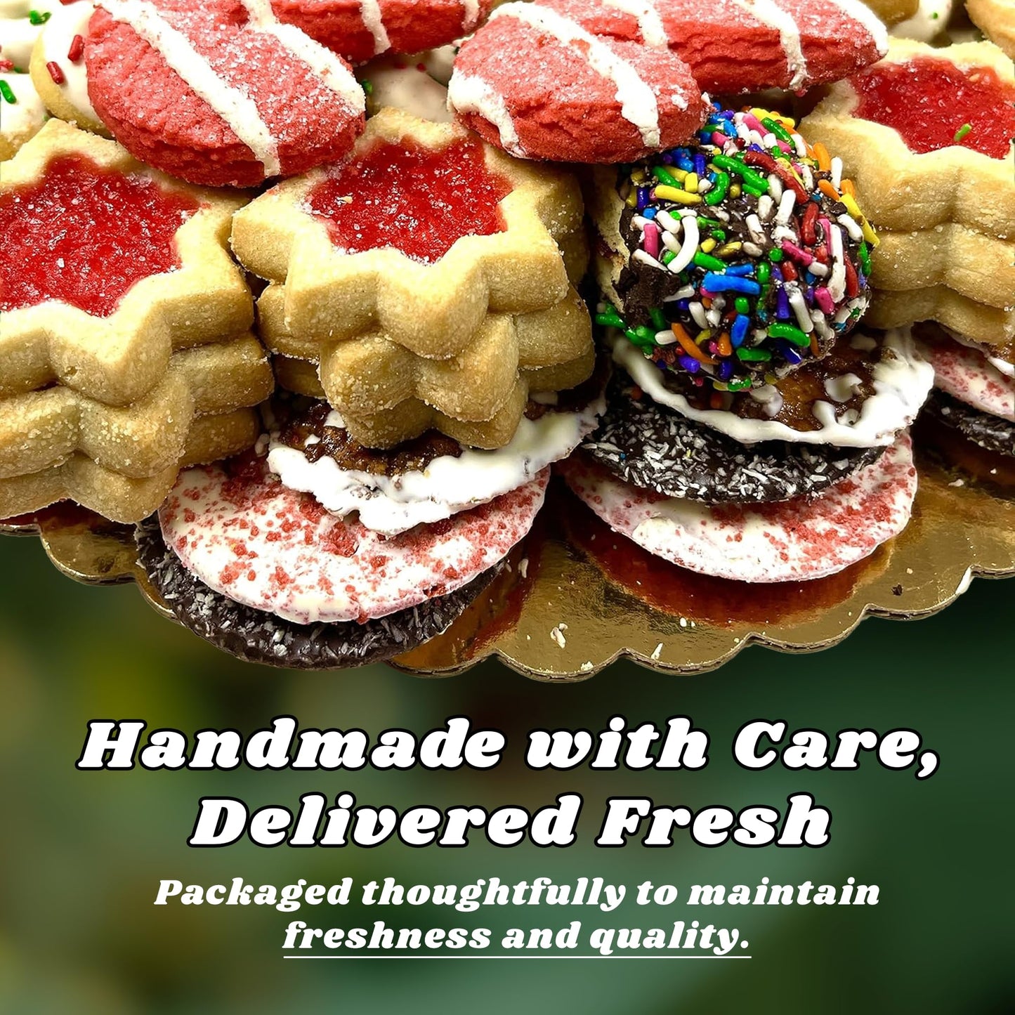 Best Cookies - 3 lb. Gourmet Christmas Cookies Platter with 75+ cookies, Christmas Gift Baskets, Christmas Basket of Assortment Cookies for Christmas
