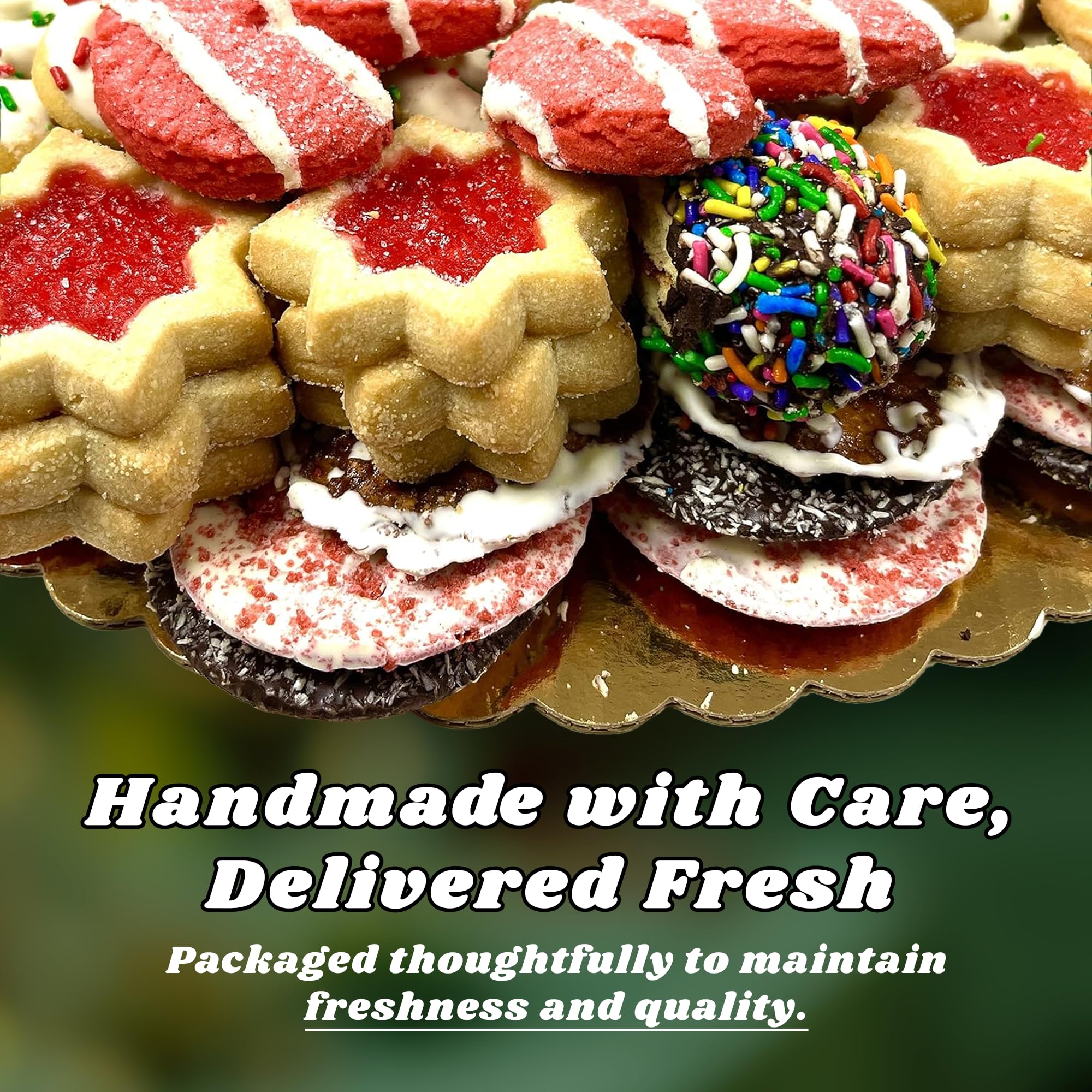 Best Cookies - 3 lb. Gourmet Christmas Cookies Platter with 75+ cookies, Christmas Gift Baskets, Christmas Basket of Assortment Cookies for Christmas