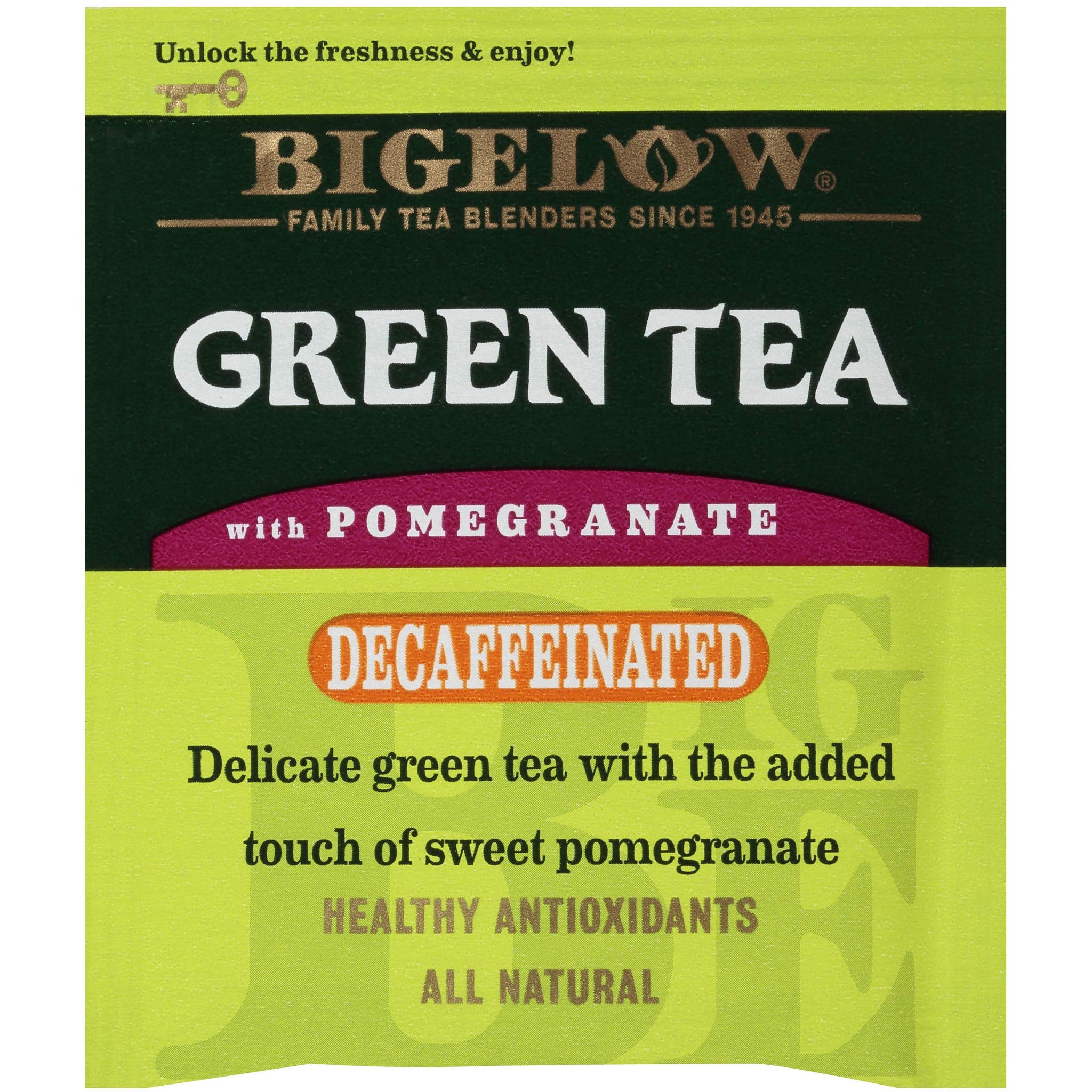 Bigelow Tea Decaffeinated Green Tea with Pomegranate Green Tea Bags, 20 Count Box (Pack of 6), Decaf Green Tea, 120 Tea Bags Total