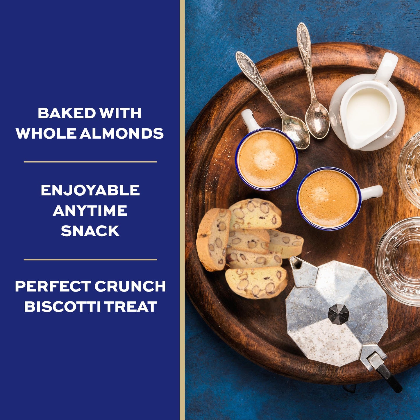 La Dolce Vita Classic Almond Italian Biscotti Cookie Snacks with Whole Almonds, 40 oz. Jar, 30 Servings (Pack of 1)