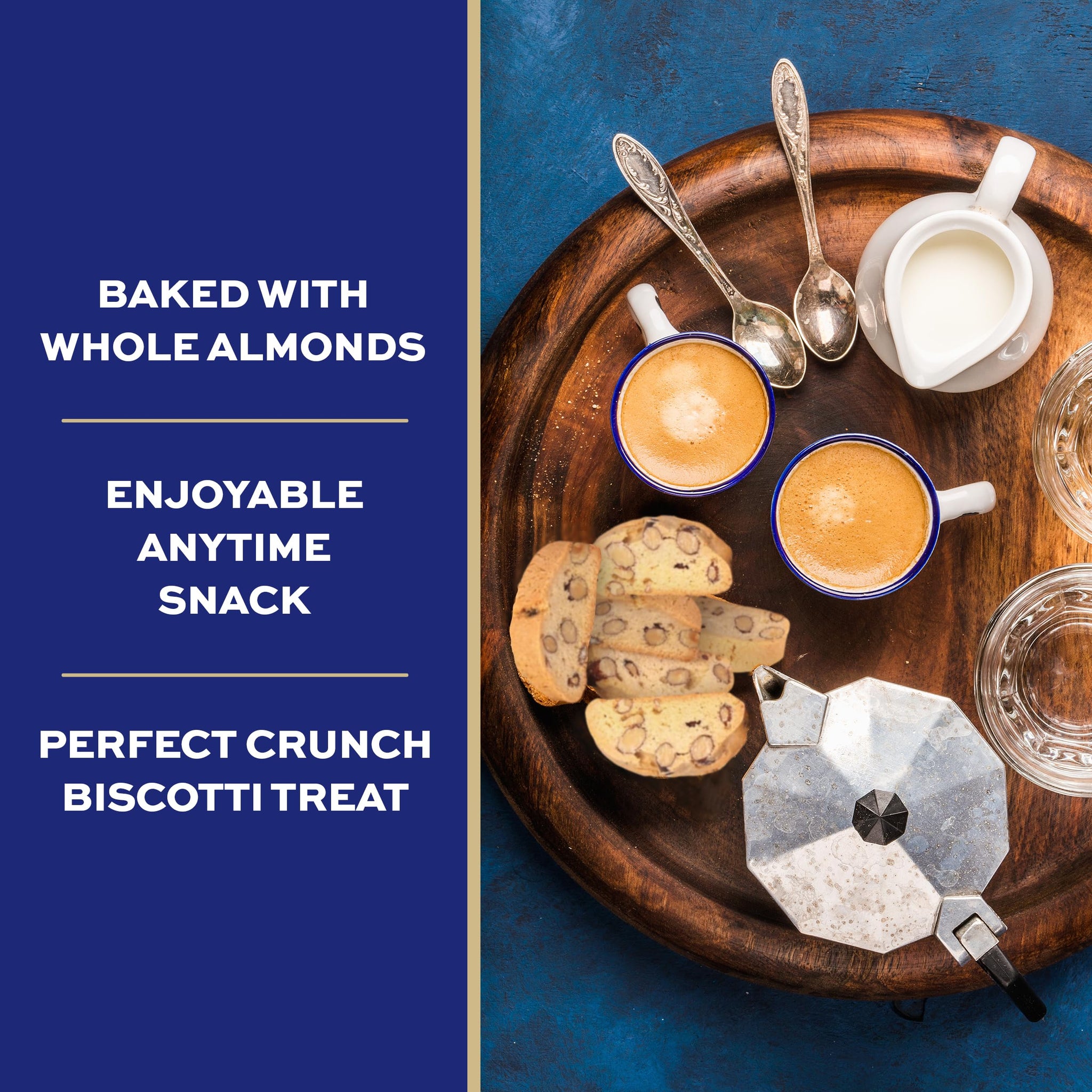 La Dolce Vita Classic Almond Italian Biscotti Cookie Snacks with Whole Almonds, 40 oz. Jar, 30 Servings (Pack of 1)