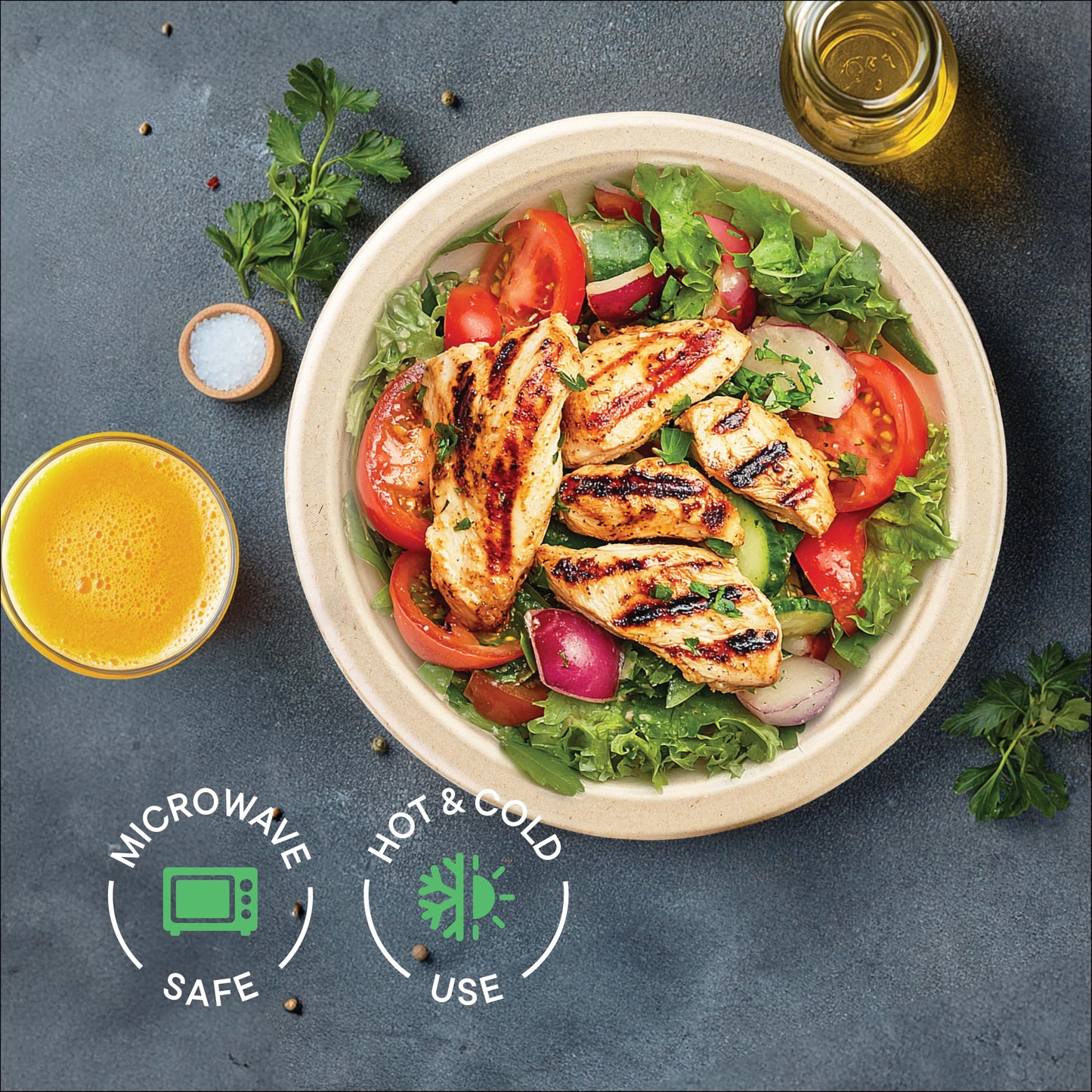 100% Compostable Paper Plates, Heavy Duty Disposable Plates [125-Pack] 9 Inch Plates - Eco-Friendly, Biodegradable Sugarcane Bagasse, Natural