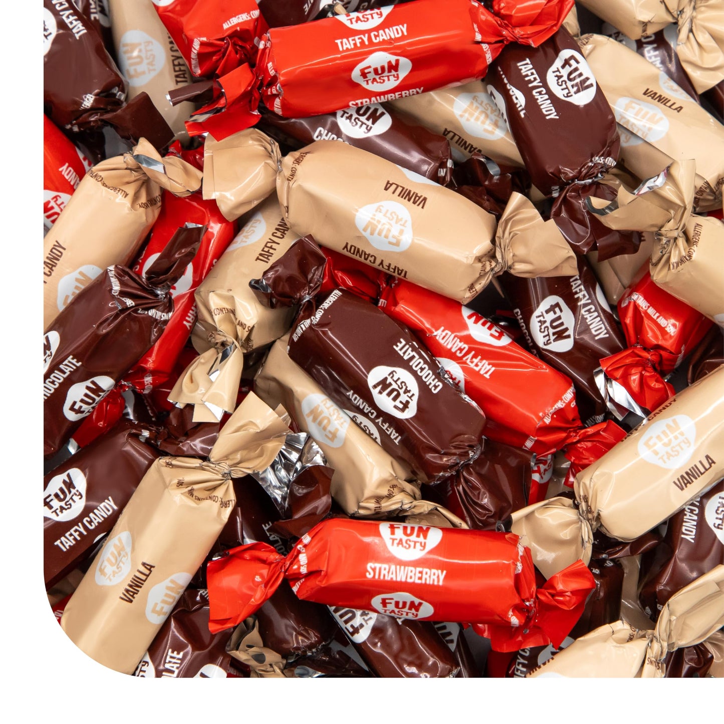 Taffy Candy - 1 Pound Pack (75 Count) - Old Fashioned Candy - Individually Wrapped Premium Assorted Caramels - Vanilla, Chocolate, Strawberry