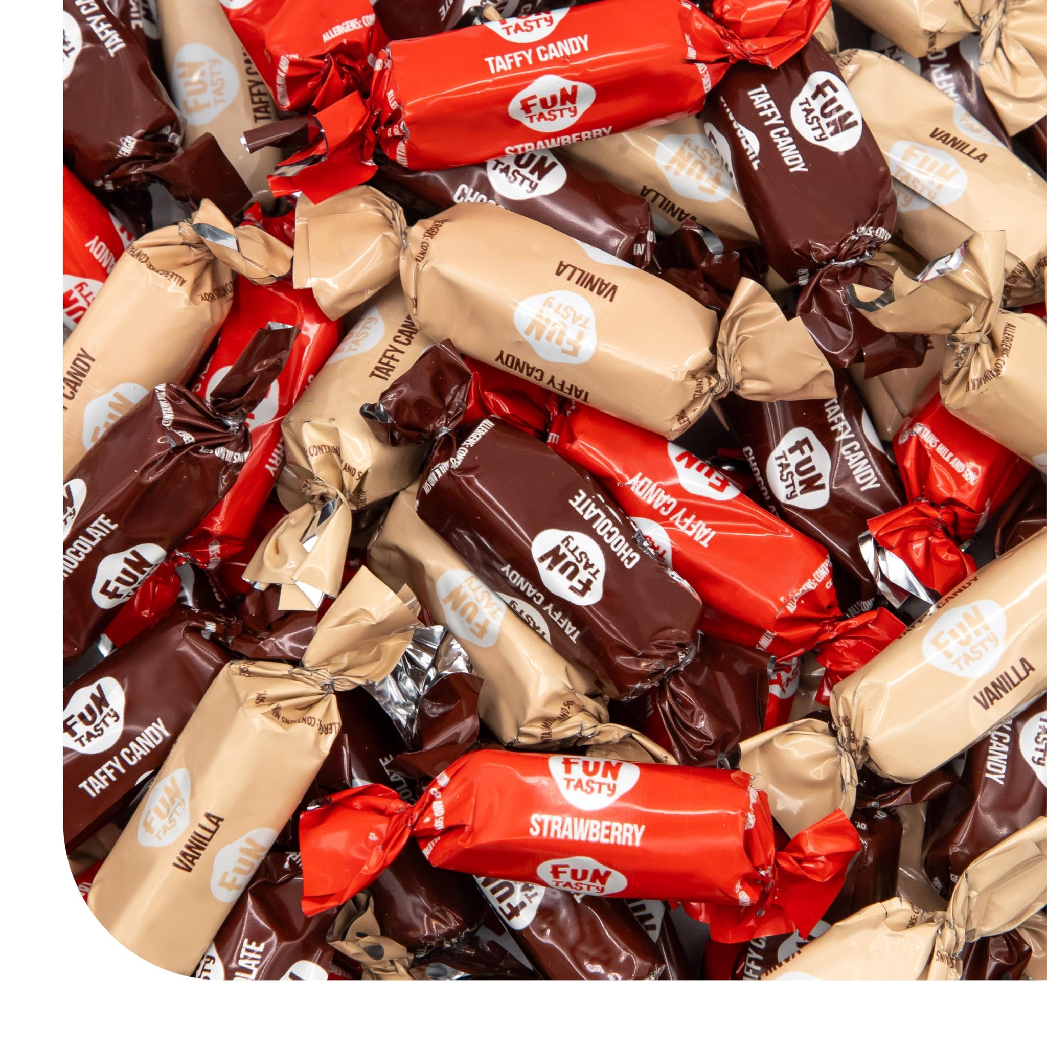 Taffy Candy - 1 Pound Pack (75 Count) - Old Fashioned Candy - Individually Wrapped Premium Assorted Caramels - Vanilla, Chocolate, Strawberry