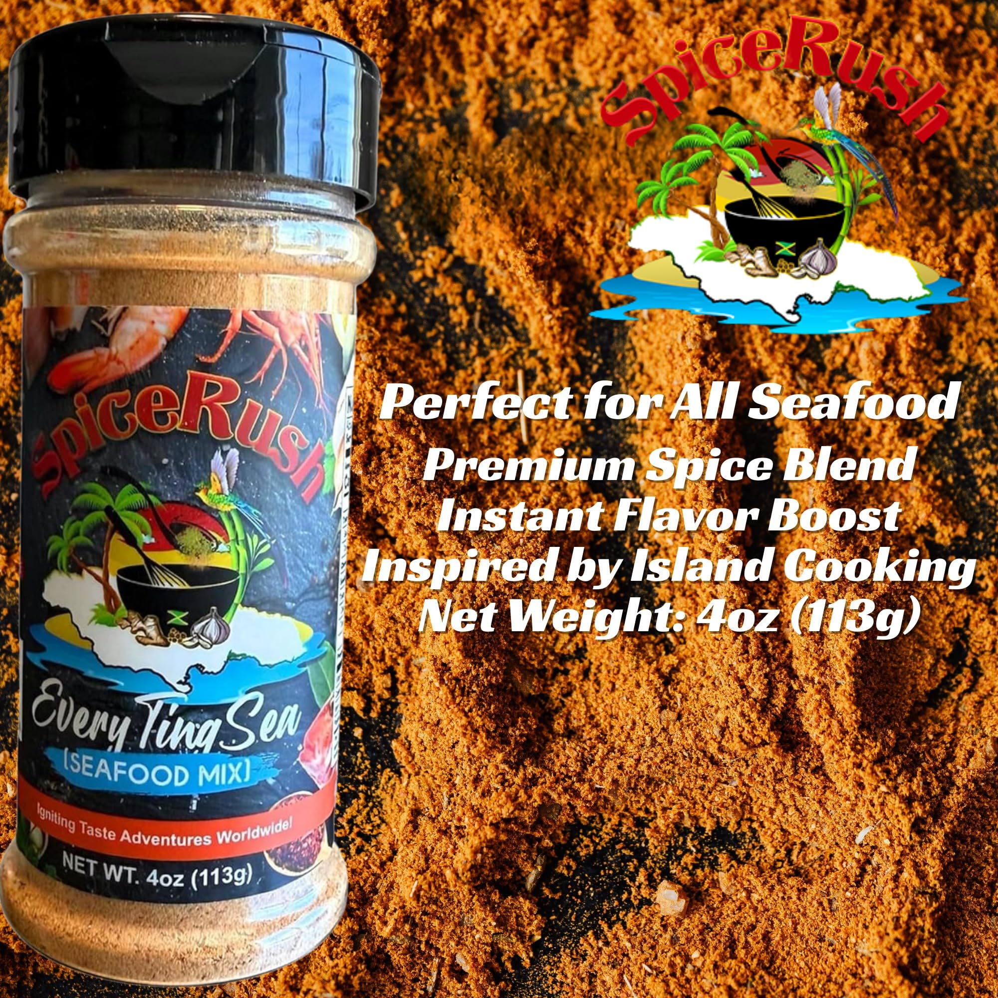 Every-Ting Sea Seafood Mix - 4 oz | Jamaican Seafood Seasoning & Sea Seasoning Blend | Authentic Island Spiced Seafood Rub for Fish, Shrimp & Crab |