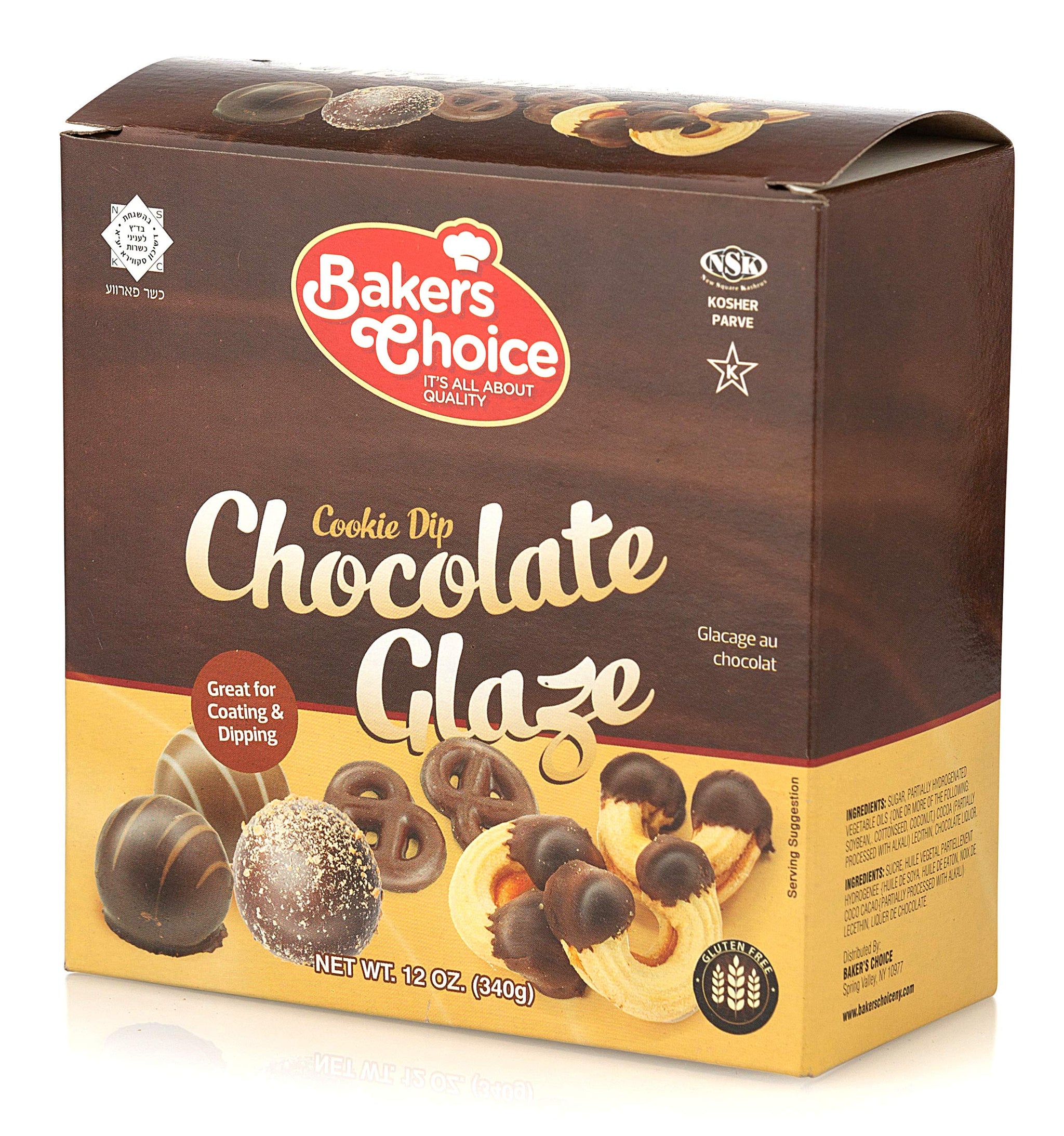 Chocolate Icing Glaze - 12 oz. Microwavable Melting Chocolate for Molds, for Decorating and Dipping Cakes, Cookies, and Pretzels, for Fondue