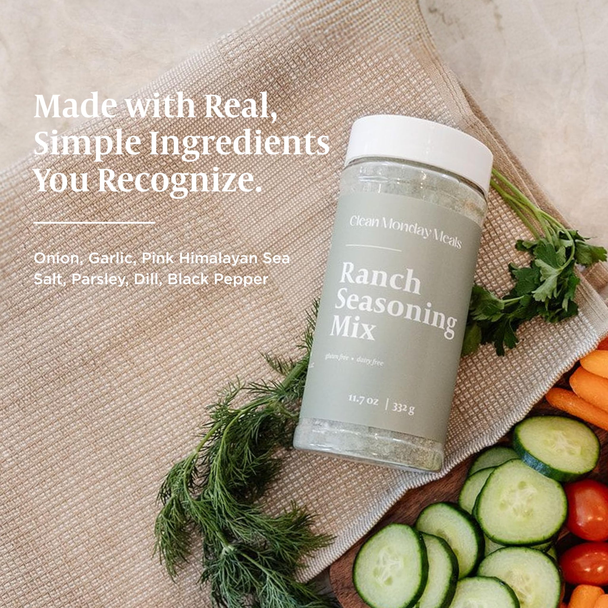 Clean Monday Meals Ranch Seasoning Mix | Gluten Free, Dairy Free, No Artificial Additives | All-Purpose Ranch Powder for Dips, Dressings, Veggies