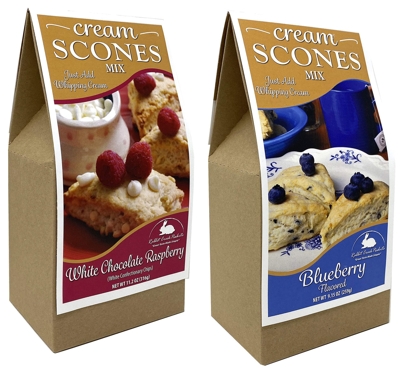 Rabbit Creek Scone Mix Variety Pack of 2 - Blueberry and White Chocolate Raspberry Cream Scone Mix