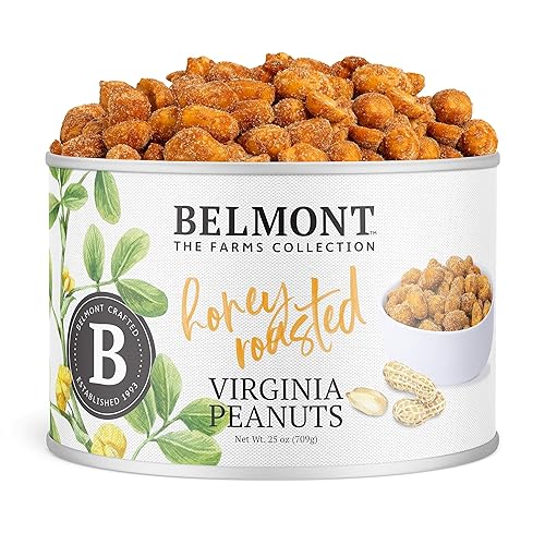 Belmont Peanuts Gourmet Honey Roasted Virginia Peanuts, 25 oz (1 Pack) - Only 8 Simple Ingredients, No Preservatives, 6g Protein - A Premium, Sweet