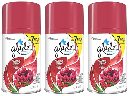 Glade Automatic Spray Refill - Blooming Peony & Cherry - Net Wt. 6.2 OZ (175 g) Per Refill Can - Pack of 3 Refill Cans