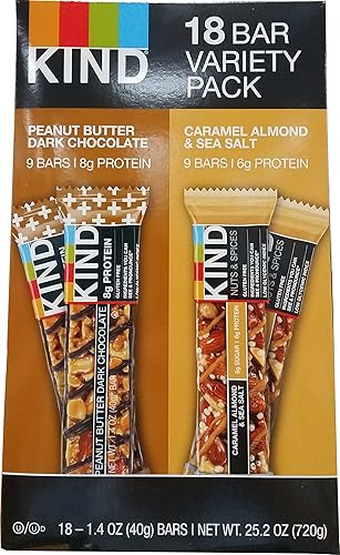 Kind Bars Peanut Butter Dark Chocolate & Caramel Almond & Sea Salt Variety Pack Net 18 X 1.4 Oz Net Wt (25.2 Oz),, ()