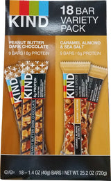 Kind Bars Peanut Butter Dark Chocolate & Caramel Almond & Sea Salt Variety Pack Net 18 X 1.4 Oz Net Wt (25.2 Oz),, ()