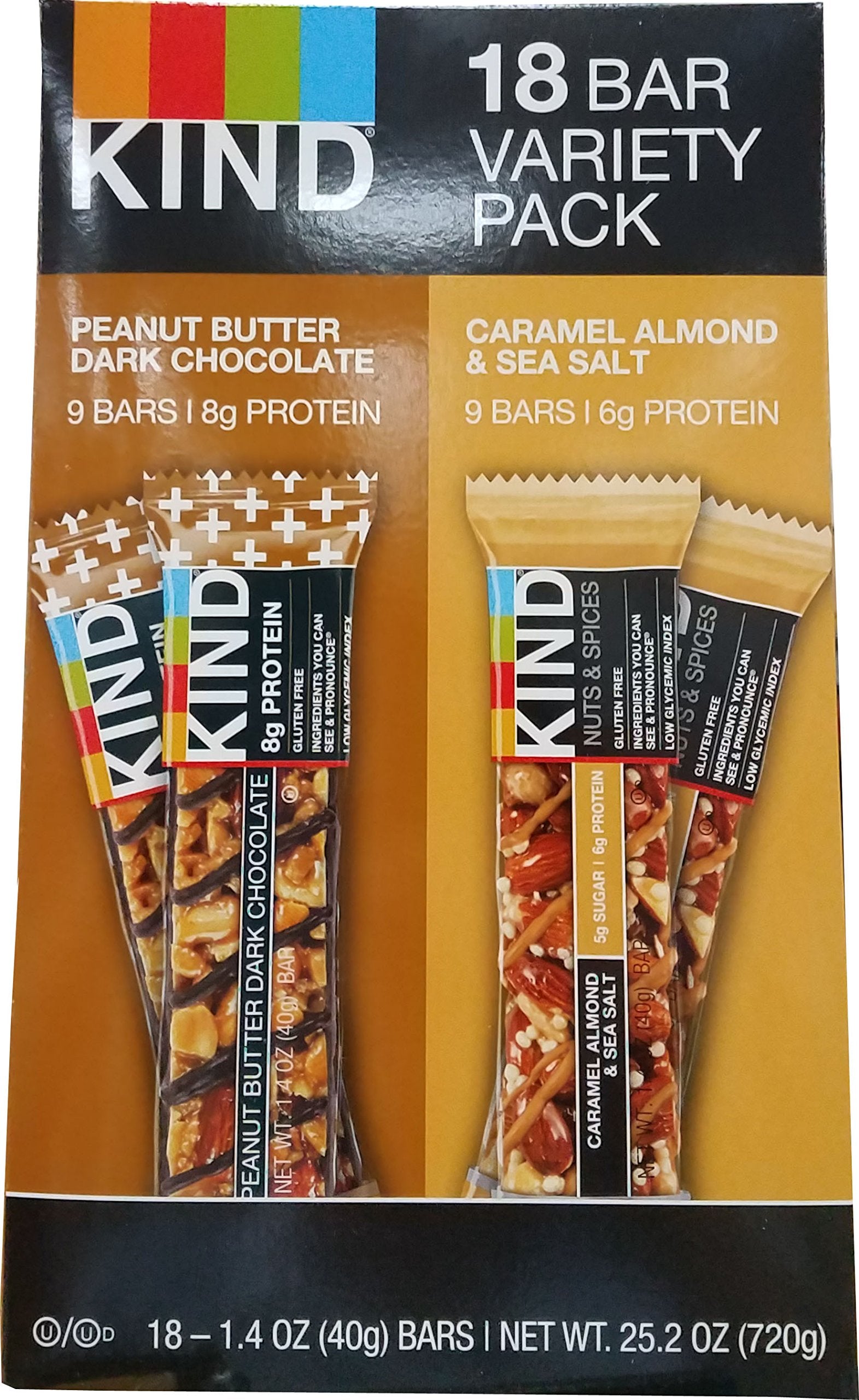 Kind Bars Peanut Butter Dark Chocolate & Caramel Almond & Sea Salt Variety Pack Net 18 X 1.4 Oz Net Wt (25.2 Oz),, ()