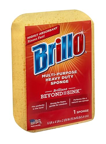 Brillo Multi-Purpose Heavy Duty Household Sponge, Strong, Long Lasting (Multi-Purpose Heavy Duty, 1 Count (Pack of 1))