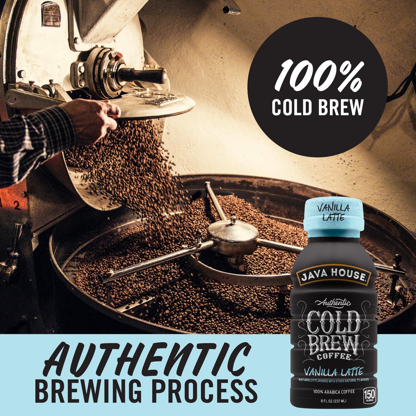 Java House Cold Brew Coffee, 6 Pack of 8oz Bottles, Ready to Drink Instant Cold & Iced Coffee (Vanilla Latte)