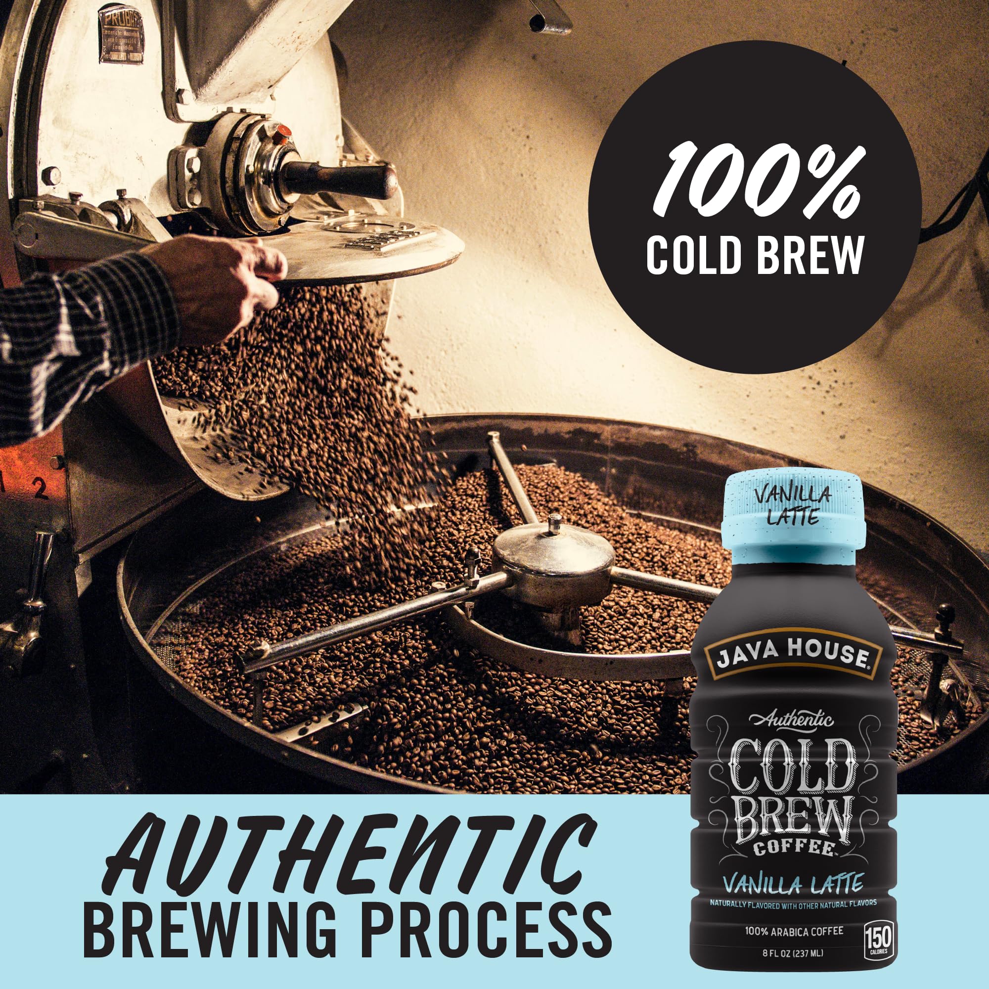 Java House Cold Brew Coffee, 6 Pack of 8oz Bottles, Ready to Drink Instant Cold & Iced Coffee (Vanilla Latte)