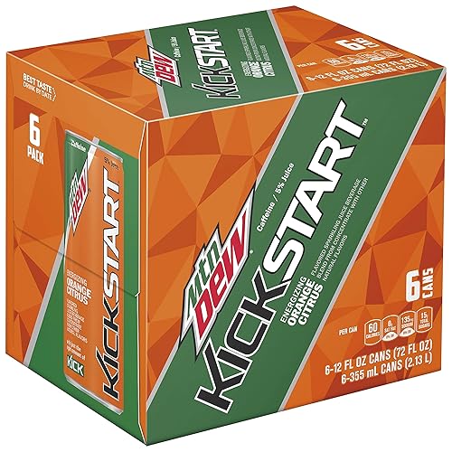 Mountain Dew Kickstart Orange Citrus, 72 fl oz (Pack Of 6)
