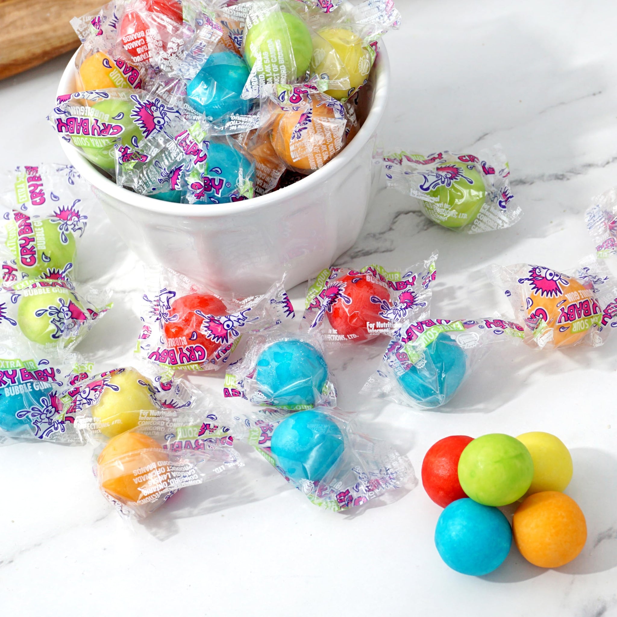 Cry Baby Extra Sour Fruit Gumballs, 12oz. Bulk Bag (Approx 60 Pieces) Individually Wrapped Gumballs, Chewing Bubble Gum, Colorful Gum Balls, Sour Gum
