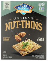 Blue Diamond Almond Artisan Nut Thins Cracker Crisps, Flax Seeds, 4.25 Ounce