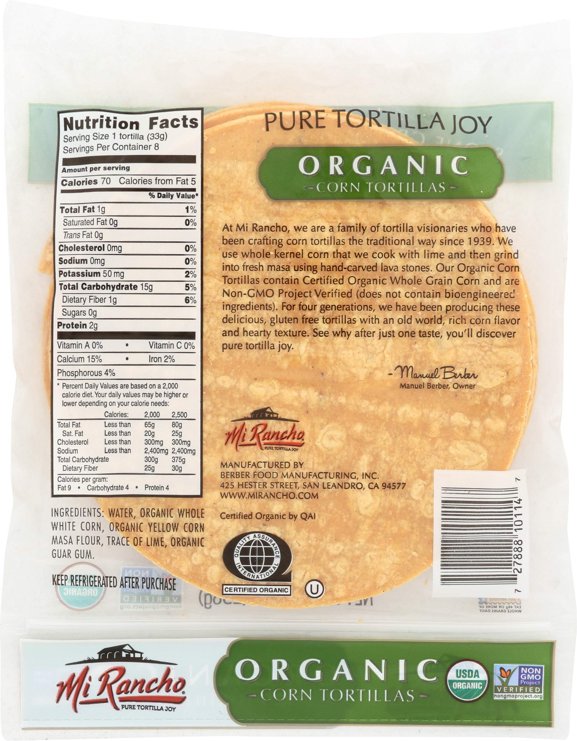 Mi Rancho Organic Corn Tortillas, 9.3 OZ